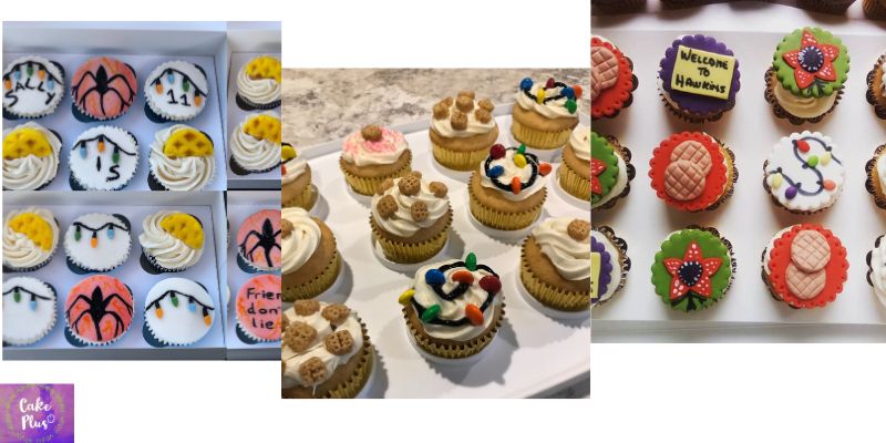Different decorating ideas for Stranger Things cupcakes