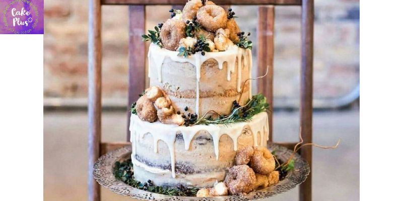 2 Tier Wedding Cake With Cinnamon Donuts