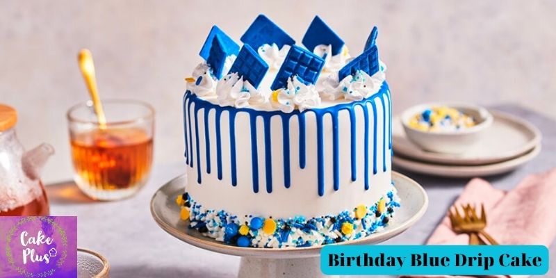 Birthday Blue Drip Cake