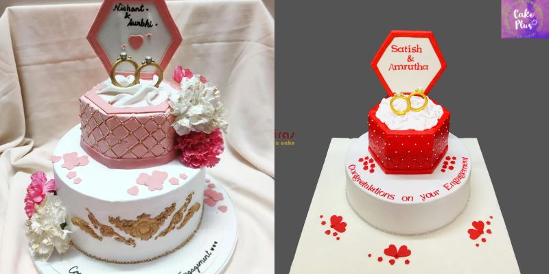 Engagement Cake Design With a Couple of Rings